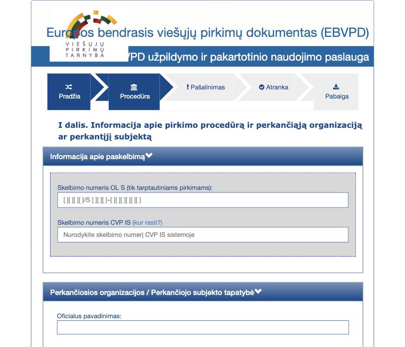 EBVPD Procedūros žingsnis